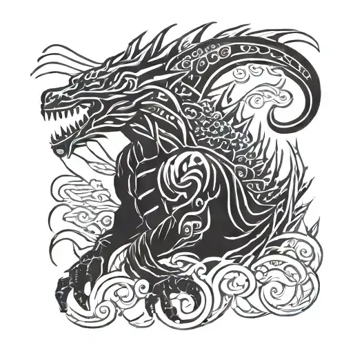 bisexual godzilla tattoo design idea