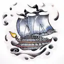cool pirate ship  tattoo design idea