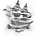 cool pirate ship  tattoo design idea