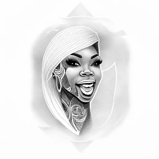 laugh now cry later black woman faces tattoo design idea