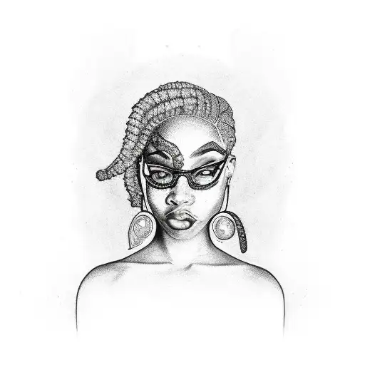 laugh now cry later black woman faces tattoo design idea