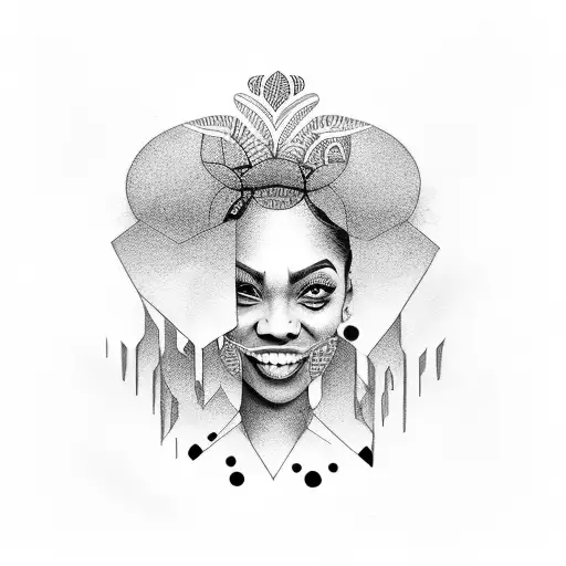 laugh now cry later black woman faces tattoo design idea