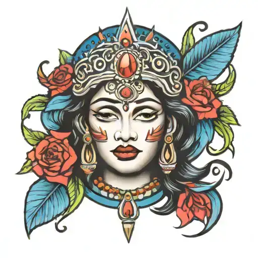 Kali goddess face tattoo design idea