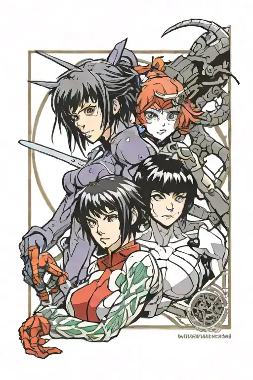 Ghost in the Shell motoko kusanagi + Evangelion Asuka tattoo design idea