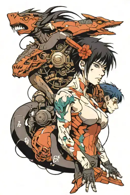 Ghost in the shell plus Evangelion tattoo design idea