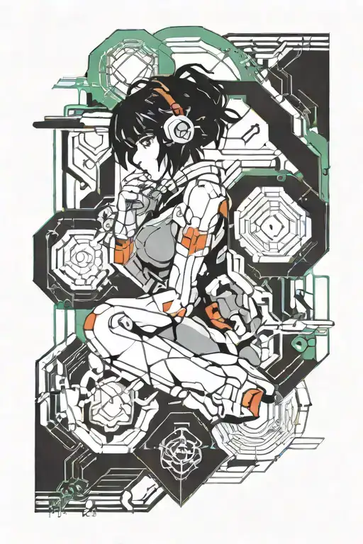 Ghost in the Shell motoko kusanagi + Evangelion Asuka tattoo design idea