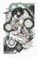Ghost in the Shell motoko kusanagi + Evangelion Asuka tattoo design idea
