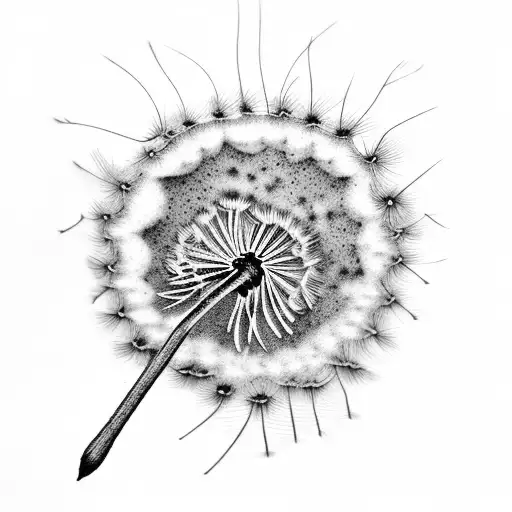Dandelion with fern stem tattoo design idea