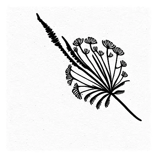 fern with dandelion tattoo design idea