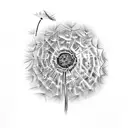 Dandelion with fern stem tattoo design idea