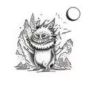 Illustrate a scene from Where the Wild Things Are with a twist tattoo design idea