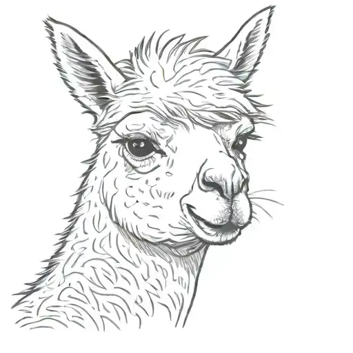 a smiling alpaca tattoo design idea
