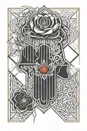 hamsa hand holding a poppy flower tattoo design idea