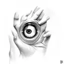 eye in palm tattoo design idea