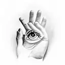 eye in palm tattoo design idea