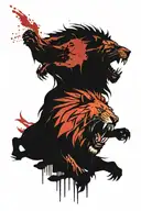 Lion roaring Wolf howling Bear growling  tattoo design idea