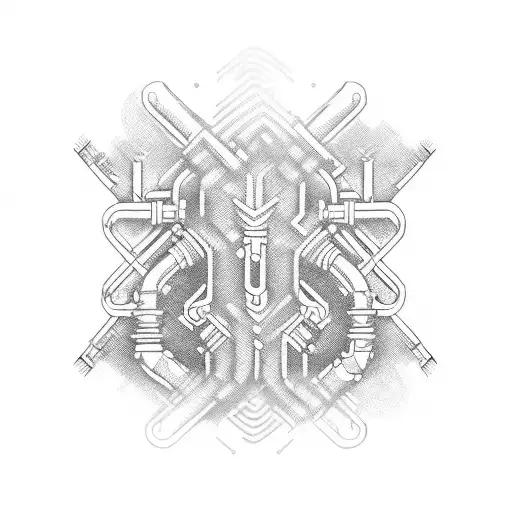 Motorcycle exhaust pipes forming a tribal pattern tattoo design idea