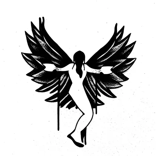 fallen angel tattoo design idea