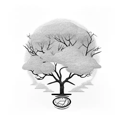 Incorporate a second son silhouette playing by a river into a family tree design tattoo design idea