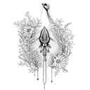 Create a tattoo of a construction crane surrounded by wildflowers and flowing water tattoo design idea