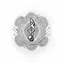 A stack of money with musical notes swirling around it tattoo design idea