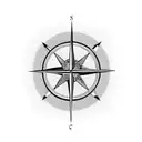 A blackwork tattoo of a compass with the initials of each family member pointing towards different directions, representing the client's role as the guiding force in their family's lives. tattoo design idea