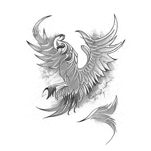 A phoenix rising from ashes, representing the client's never-give-up attitude and their belief in hope and faith tattoo design idea