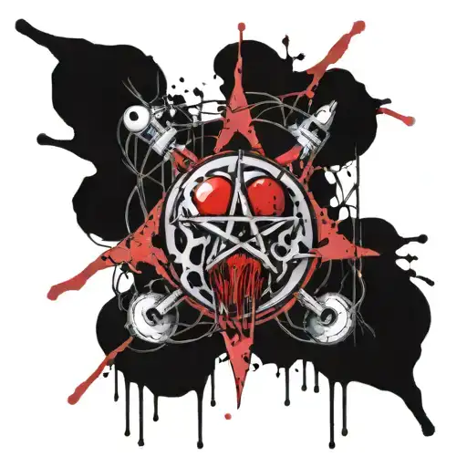 The pentagram of the heartbreakers is a bloody zombie tattoo design idea