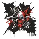 The pentagram of the heartbreakers is a bloody zombie tattoo design idea