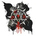 The pentagram of the heartbreakers is a bloody zombie tattoo design idea