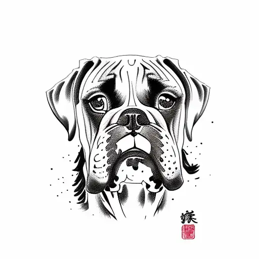 boxer dog breed  tattoo design idea
