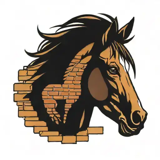 horse and brick tattoo design idea