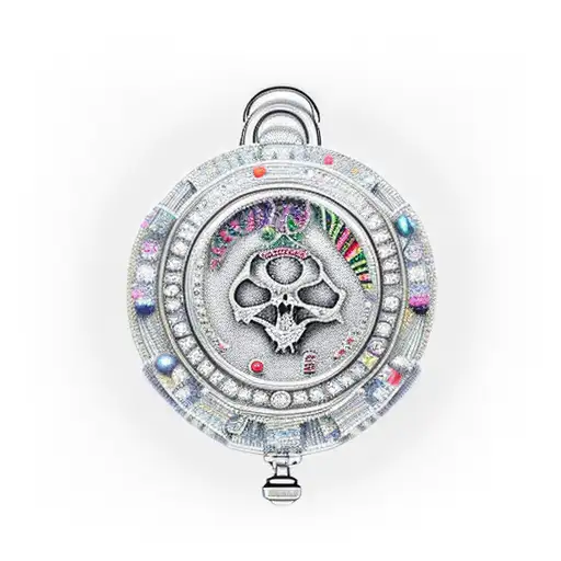 bones, lockets, ribbons tattoo design idea