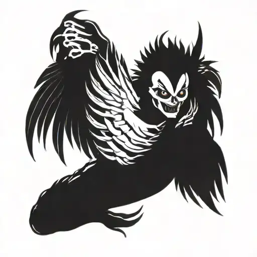 brand of sacrifice symbol, wings of ryuk death note tattoo design idea