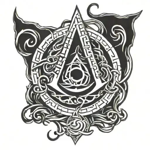 assassins creed valahalla logo intertwined tattoo design idea