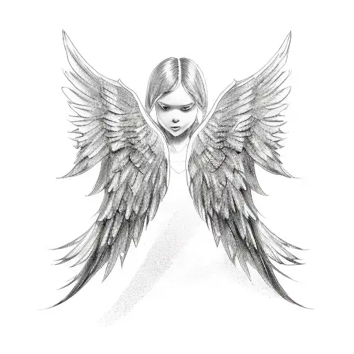 angel wings with name tattoo design idea