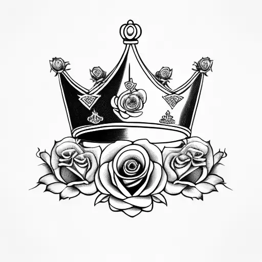 name crown with roses tattoo design idea