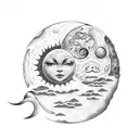 Sun and moon hugging  tattoo design idea