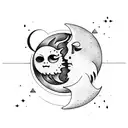 Sun and moon hugging  tattoo design idea