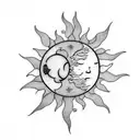 Sun and moon hugging  tattoo design idea