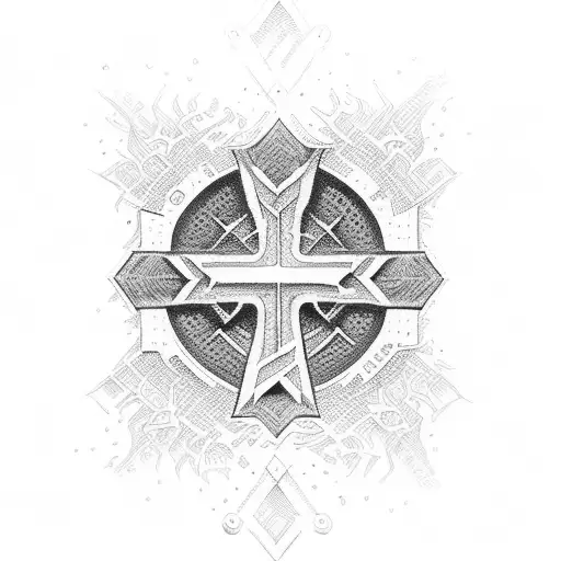 Christian Cross with a small heart tattoo design idea