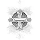 Christian Cross with a small heart tattoo design idea