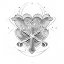 Christian Cross with a small heart tattoo design idea