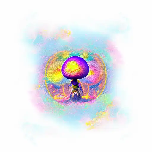 avatar aang tripping on mushrooms colorful background tattoo design idea