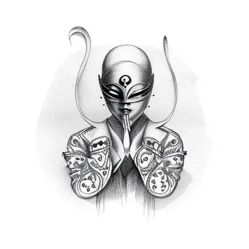 Eyes wide shut masked people tattoo design idea