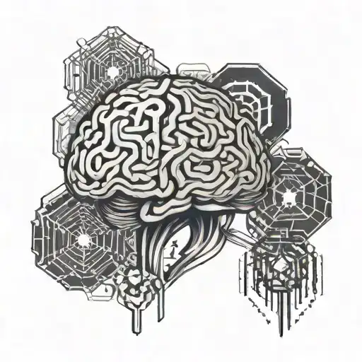 brain connection with life key unlocking THC chemical structure tattoo design idea