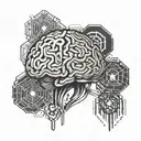brain connection with life key unlocking THC chemical structure tattoo design idea