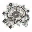 brain connection with life key unlocking THC chemical structure tattoo design idea