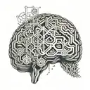 brain connection with life key unlocking THC chemical structure tattoo design idea
