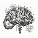brain connection with life key unlocking THC chemical structure tattoo design idea